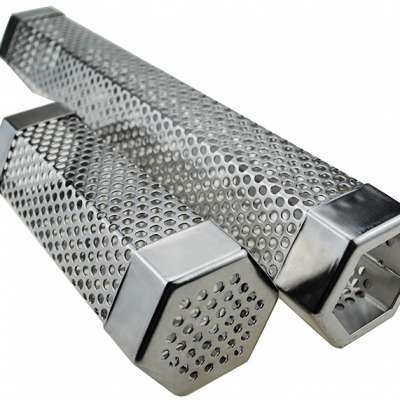 Charcoal storage tube for bbq smoker  with stainless steel perforated mesh